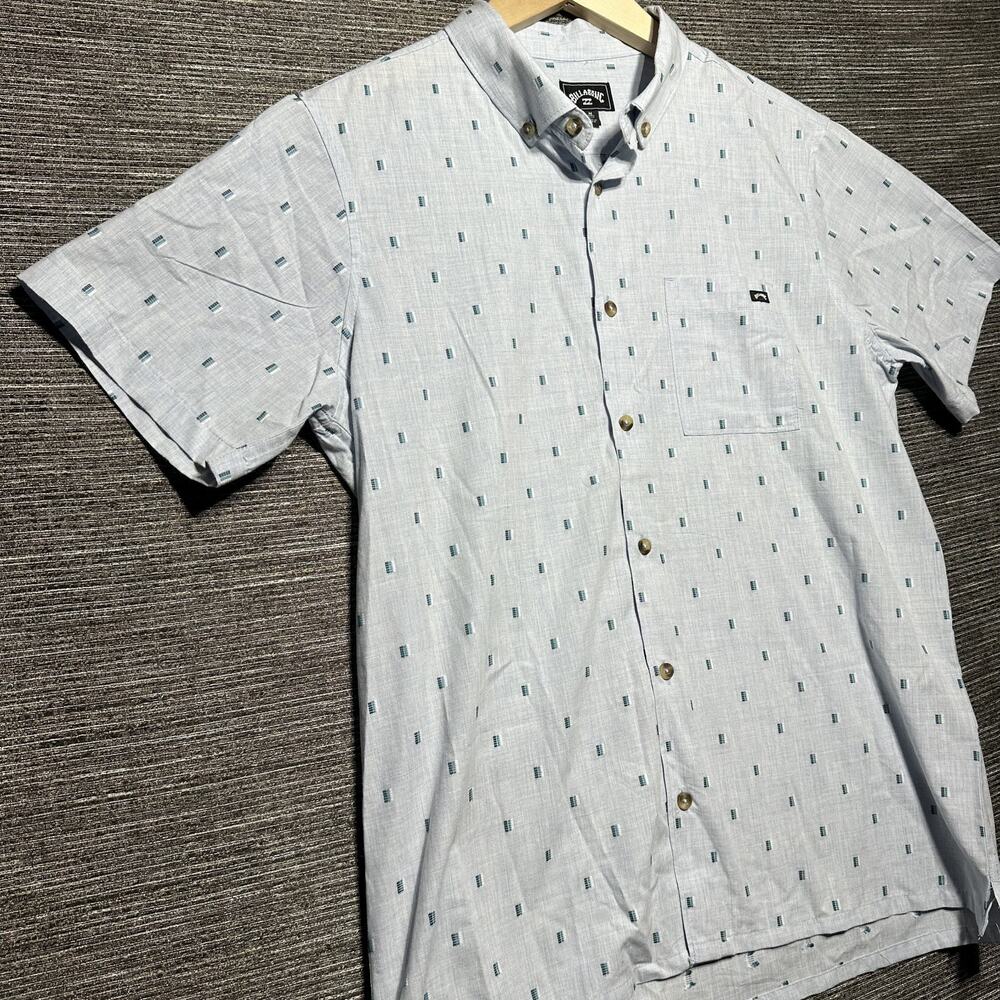 Billabong Shirt Men's Medium Blue Geomtric Short Sleeve Button Up ABBWT00112 - Picture 4 of 13